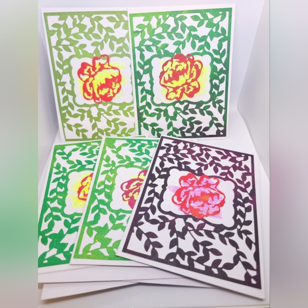 🆕️ OOAK Papercut Floral Cards Set of 5